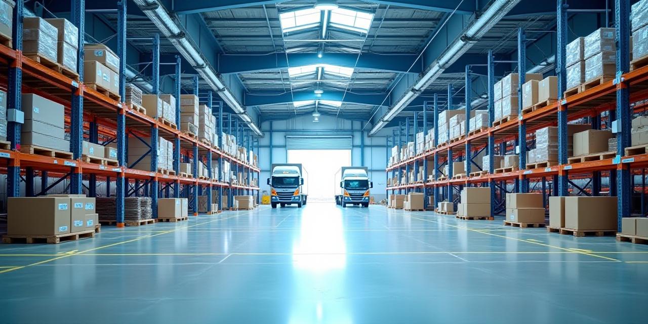Modern automated fulfillment center with high-speed sorting systems