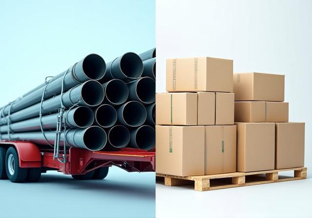 Dual view of industrial raw materials and palletized finished goods